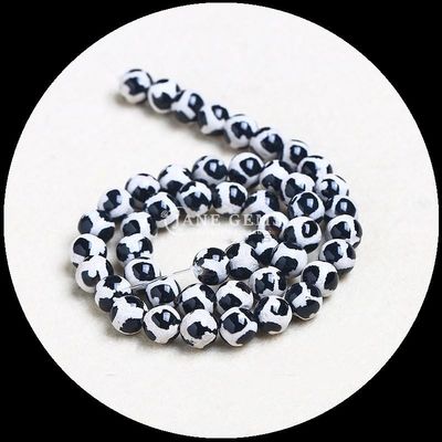DIY Perhiasan Membuat Penting Multi-warna Tibatan Agate Manik Tiga Mata Dzi Lolos Manik Untaian dengan teknik dipoles