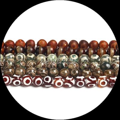 Bentuk Bulat Tibatan Agate Manik-manik Untaian manik-manik longgar untuk pembuatan perhiasan DIY