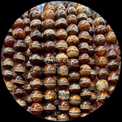 Bentuk Bulat Tibatan Agate Manik-manik Untaian manik-manik longgar untuk pembuatan perhiasan DIY