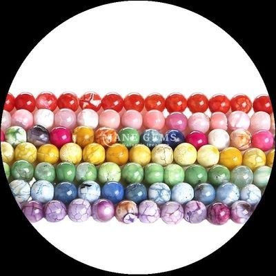 Batu permata alami manik-manik potong bulat Api Agate Lolos manik-manik untaian untuk perhiasan pakaian manik-manik dibuat