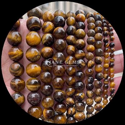 DIY Perhiasan Membuat Permata Penting Manik 8mm Bentuk Bulat Mata Harimau Lolos Manik Untaian