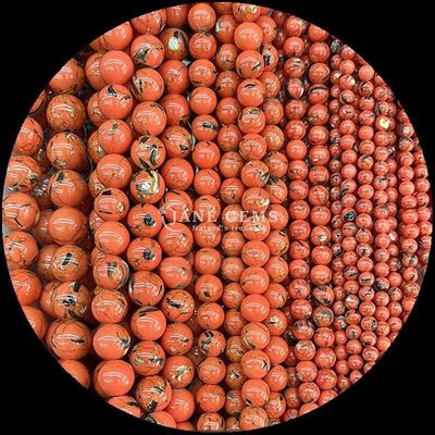 Manik-manik batu permata yang dipoles untuk hiasan Bentuk bulat Ukuran 8mm
