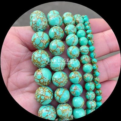 Manik-manik Turquoise Lolos yang Dipoli untuk Kalung dan Perhiasan DIY