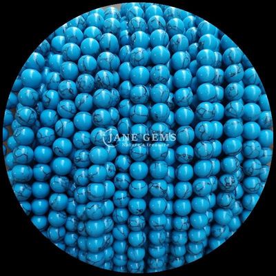 8mm Polished Gems Bead untuk Perhiasan Membuat Perlengkapan, Berbagai Warna Kuning Lolos Bead Strands