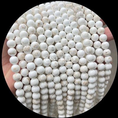 Batu permata berwarna-warni bulat bermacam-macam Jenis Howlite Manik-manik Kuning Afrika untuk perhiasan DIY