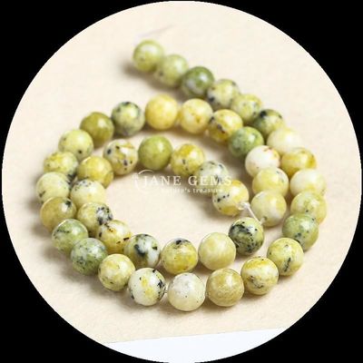 Batu permata berwarna-warni bulat bermacam-macam Jenis Howlite Manik-manik Kuning Afrika untuk perhiasan DIY