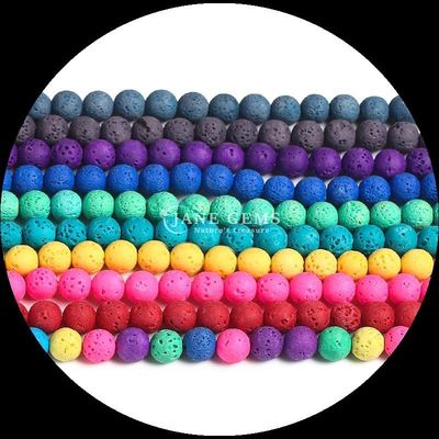Batu permata berwarna-warni Berbagai warna Batu lava alami Batu penyembuhan Strands manik longgar untuk perhiasan DIY
