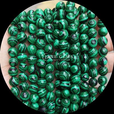 Manik-manik sintetis Malachite Strand Sempurna untuk gelang potong bulat dalam berbagai warna