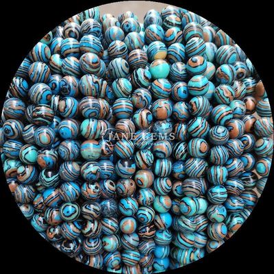 Manik-manik sintetis Malachite Strand Sempurna untuk gelang potong bulat dalam berbagai warna
