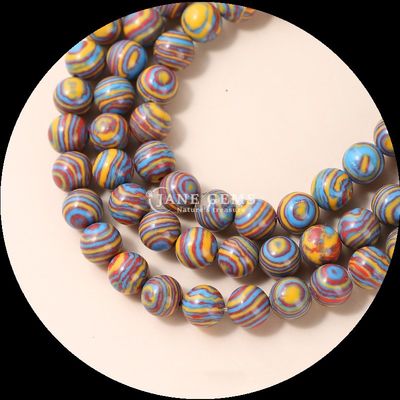 Manik-manik sintetis Malachite Strand Sempurna untuk gelang potong bulat dalam berbagai warna