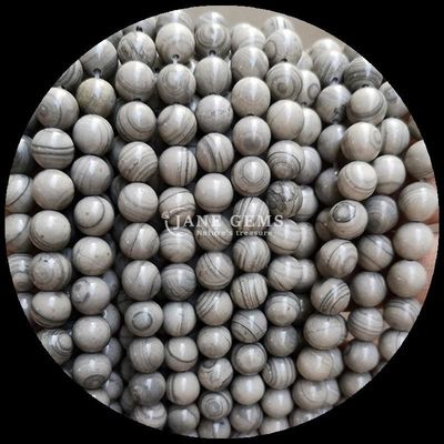 Bentuk Bulat Batu permata manik-manik Pola Kayu Untaian manik-manik longgar untuk gelang Dekorasi buatan tangan