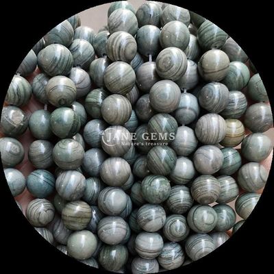 Bentuk Bulat Batu permata manik-manik Pola Kayu Untaian manik-manik longgar untuk gelang Dekorasi buatan tangan