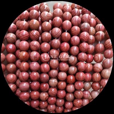 Bentuk Bulat Batu permata manik-manik Pola Kayu Untaian manik-manik longgar untuk gelang Dekorasi buatan tangan