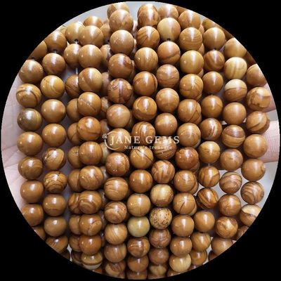 Bentuk Bulat Permata Manik Berbagai Warna Pola Kayu Untaian Manik Lolos Sempurna untuk Perhiasan Membuat Ukuran Manik 8mm