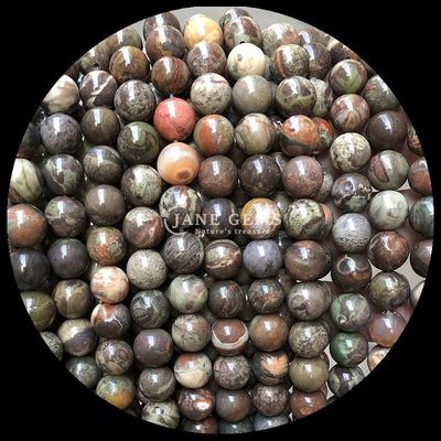 Bentuk Bulat Permata Manik Berbagai Warna Pola Kayu Untaian Manik Lolos Sempurna untuk Perhiasan Membuat Ukuran Manik 8mm