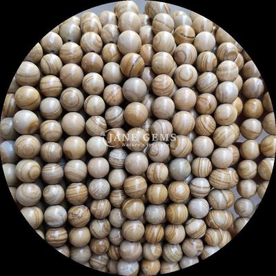 Bentuk Bulat Permata Manik Berbagai Warna Pola Kayu Untaian Manik Lolos Sempurna untuk Perhiasan Membuat Ukuran Manik 8mm