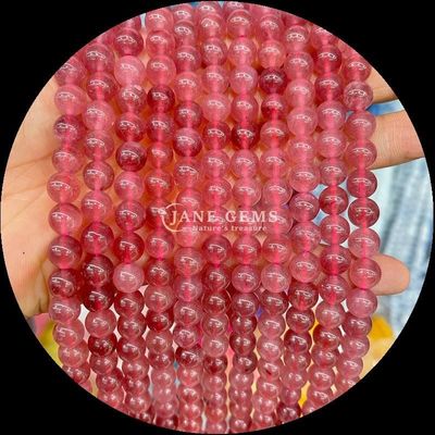 Batu permata potong bulat manik-manik Beragam warna Kalsedonia Untaian manik-manik longgar Cocok untuk gelang dari Asal