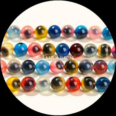 Batu permata alami bermacam-macam pita Agate Frosted Round Agate Loose Bead Strands tambahan sempurna untuk koleksi kalung Anda