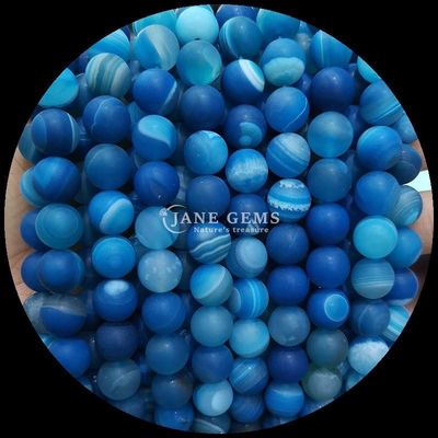 Batu permata alami bermacam-macam pita Agate Frosted Round Agate Loose Bead Strands tambahan sempurna untuk koleksi kalung Anda