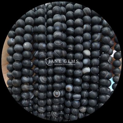 Batu permata alami bermacam-macam pita Agate Frosted Round Agate Loose Bead Strands tambahan sempurna untuk koleksi kalung Anda