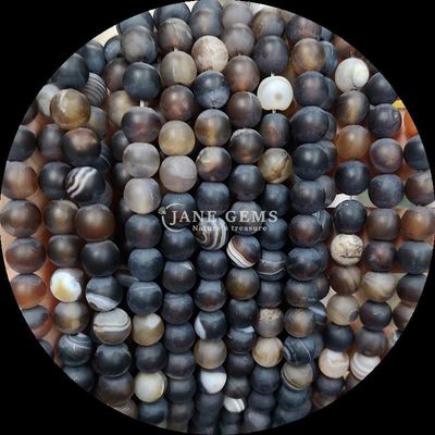 8mm Natural Gemstone Beads Gems Bead Berbagai Banded Agate Frosted Loose Bead Strands untuk Aksesoris Perhiasan Kerajinan