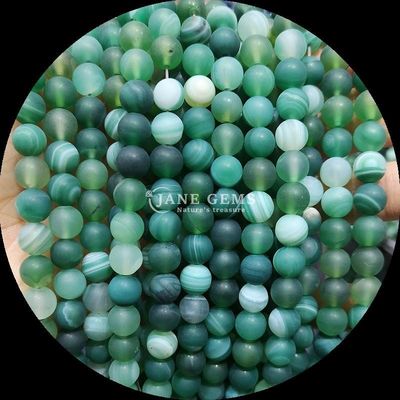 8mm Natural Gemstone Beads Gems Bead Berbagai Banded Agate Frosted Loose Bead Strands untuk Aksesoris Perhiasan Kerajinan