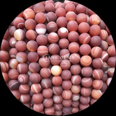 8mm Natural Gemstone Beads Gems Bead Berbagai Banded Agate Frosted Loose Bead Strands untuk Aksesoris Perhiasan Kerajinan