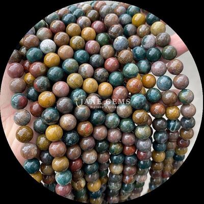 Bentuk Bulat Permata Manik-manik Sempurna untuk Gelang Berbagai Jenis Batu Darah Naga India Agate Lolos Bulat Permata Manik-manik Untaian