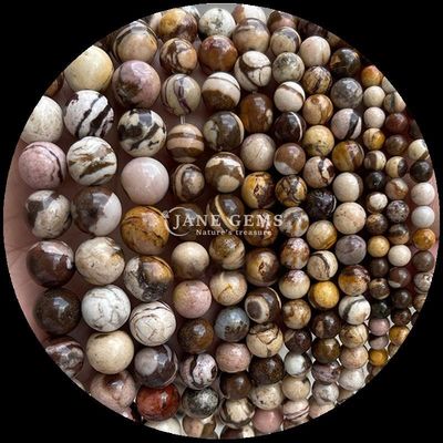 Batu permata potong bulat permata manik Zebra Jasper Mahagoni Obsidian Berbagai jenis Batu Crystal Healing Strands manik longgar untuk aksesori buatan tangan