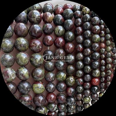 Teknik yang dipoles Permata potong bulat manik-manik kristal batu penyembuhan berwarna-warni Dalmatian Jasper Lava Stone Untaian manik longgar untuk aksesoris rambut manik-manik