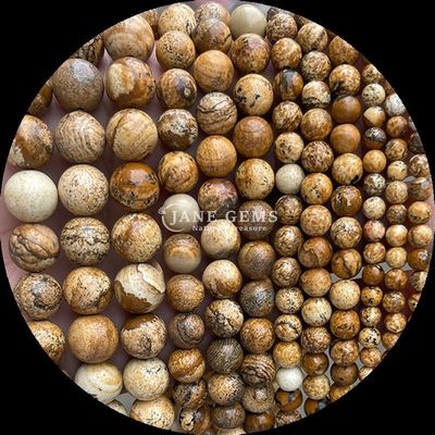 Batu permata manik-manik Bentuk bulat Berbagai batu penyembuhan alami Emas Batu pasir Labradorite Untaian manik longgar untuk kebutuhan pelanggan Anda