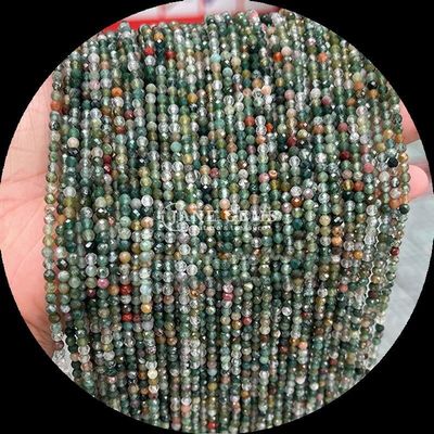 Batu permata alami manik-manik potong bulat kristal penyembuhan berfacet Batu permata mini lumut Agate kepingan salju Obsidian Berbagai untaian manik longgar Ideal untuk aksesoris buatan tangan