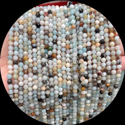Bentuk Bulat Batu permata berwarna-warni Natural Crystal Healing Rose Quartz, Lapis Lazuli Faceted Loose Bead Strands untuk Perhiasan DIY
