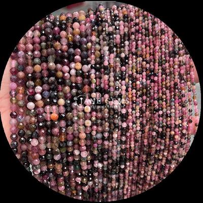 Tingkatkan pembuatan perhiasan DIY Anda dengan permata manik bulat dan batu permata alami berbagai kristal alami batu penyembuhan dalmatian jasper tourmaline longgar mini faceted manik benang