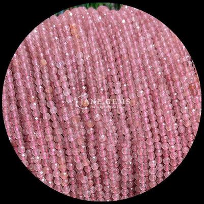 Batu permata bulat manik pilihan utama untuk pembuatan perhiasan DIY dan aksesoris pribadi berbagai jenis Ruby Zoisite Strawberry Kuarsa Mini Faceted Loose Bead Strands Crystal Healing Stones
