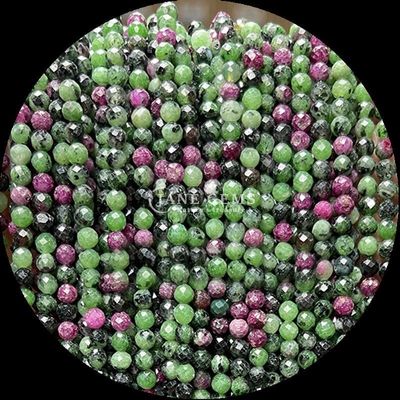 Batu permata bulat manik pilihan utama untuk pembuatan perhiasan DIY dan aksesoris pribadi berbagai jenis Ruby Zoisite Strawberry Kuarsa Mini Faceted Loose Bead Strands Crystal Healing Stones