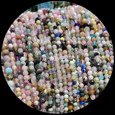 Natural Gemstone Manik-manik Amazonite Hitam Rutilated Kuarsa Varios Jenis Kristal Mini Faceted Loose Manik-manik Berbagai warna'persyaratan